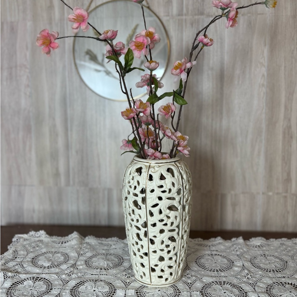 Vintage Porcelain Vase with Gold Accents